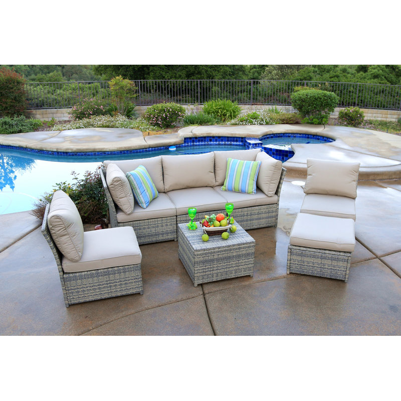 Rosecliff Heights Quincy 6 Person Outdoor Seating Group with Cushions
